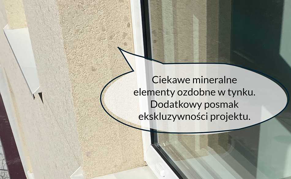 Ozdobne elementy mineralne w tynku.